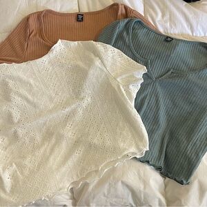 SHEIN Women's Crop Tops - White, Tan, black and Blue